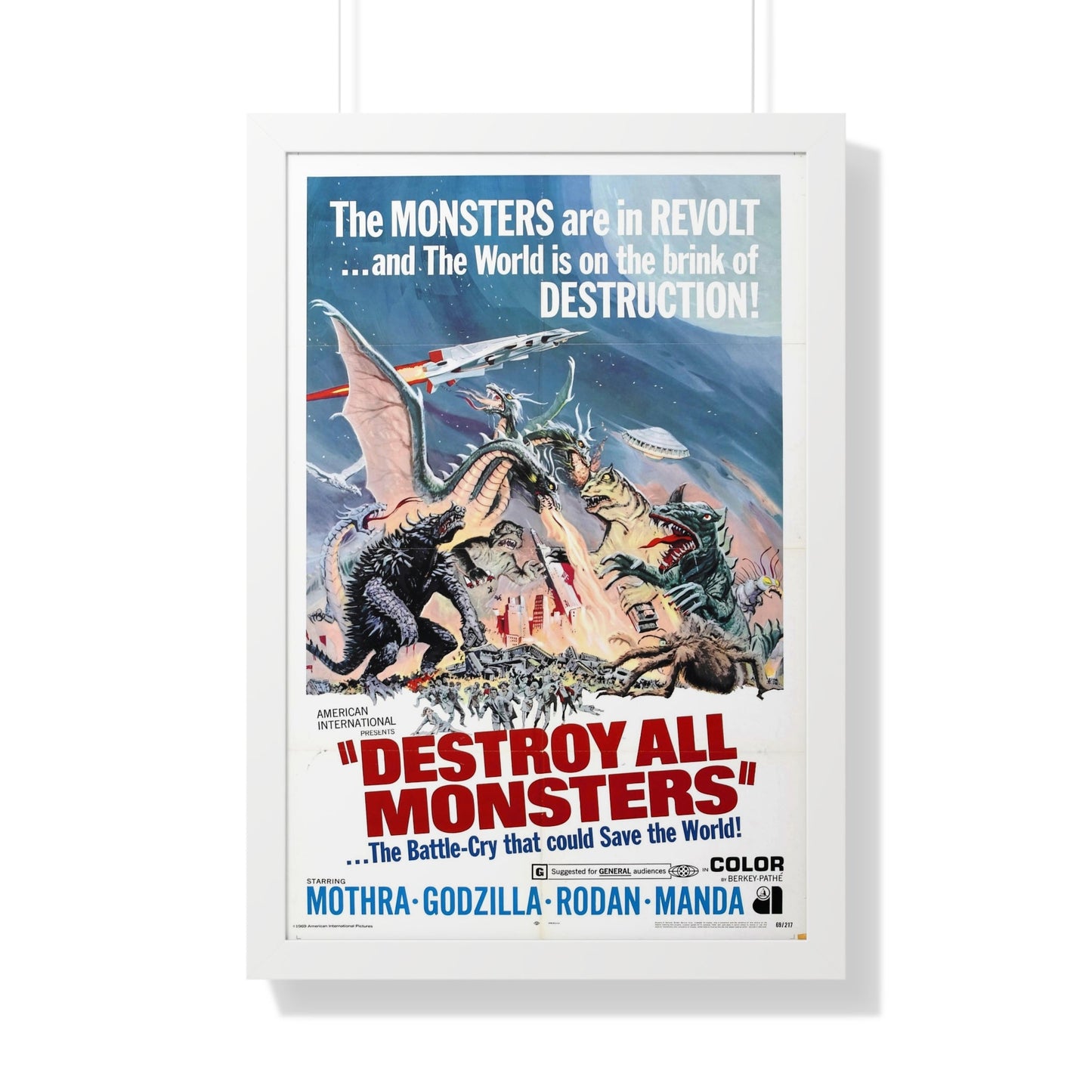 DESTROY ALL MONSTERS (GODZILLA) 1968 - Framed Movie Poster-20" x 30"-The Sticker Space