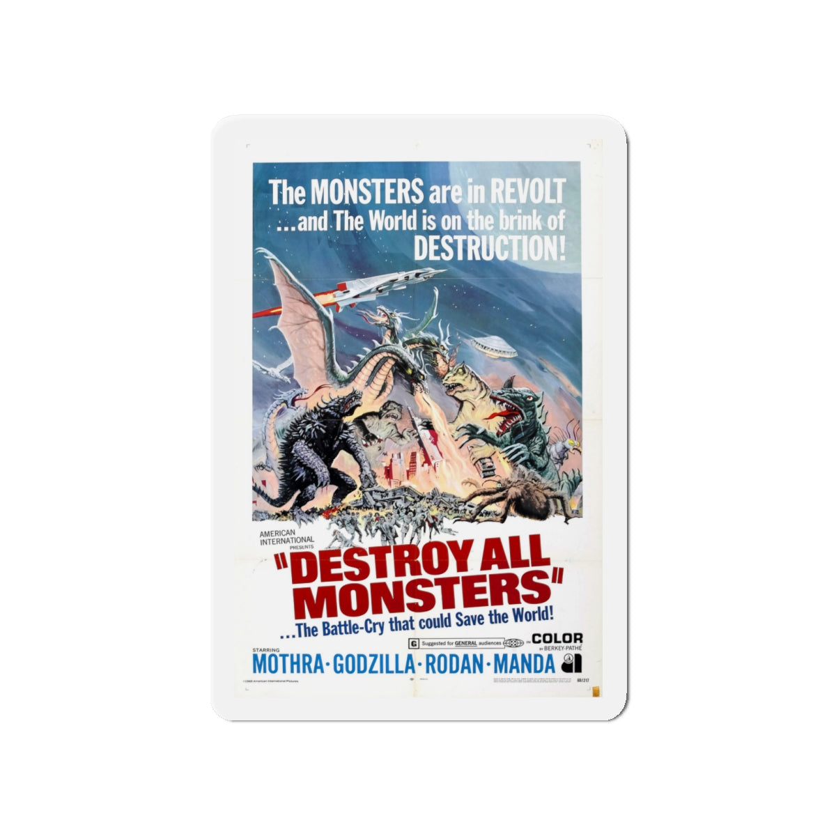 DESTROY ALL MONSTERS (GODZILLA) 1968 Movie Poster - Die-Cut Magnet-4" x 4"-The Sticker Space