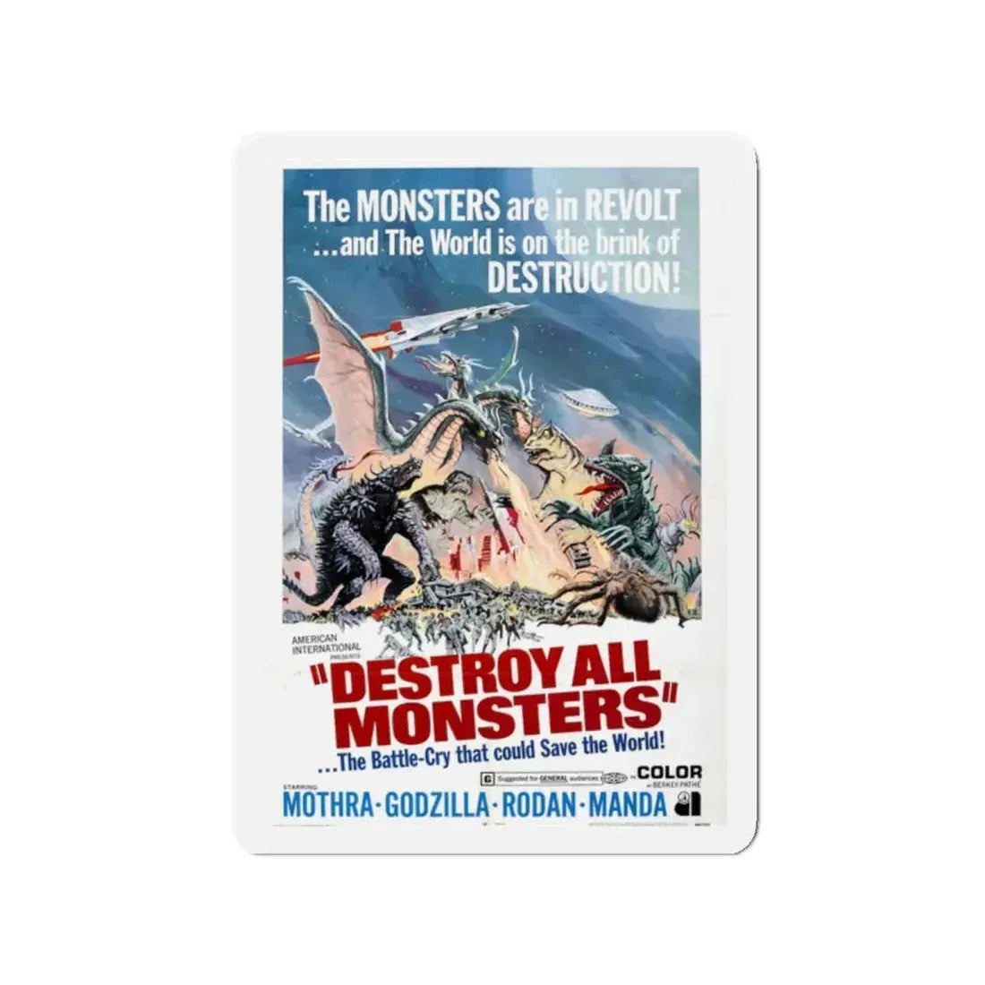 DESTROY ALL MONSTERS (GODZILLA) 1968 Movie Poster - Refrigerator Magnet 2 Inch - The Sticker Space