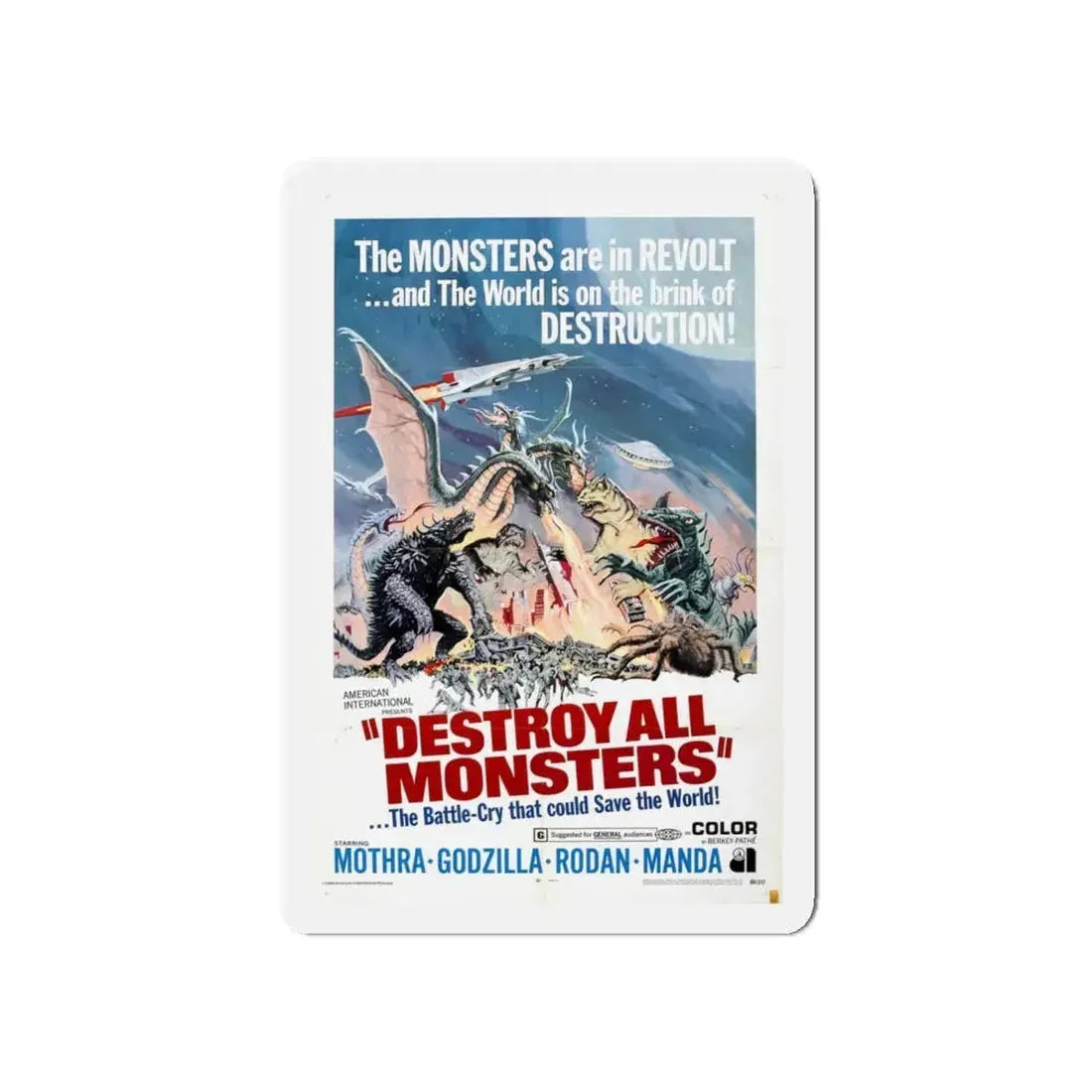 DESTROY ALL MONSTERS (GODZILLA) 1968 Movie Poster - Refrigerator Magnet 5 Inch - The Sticker Space