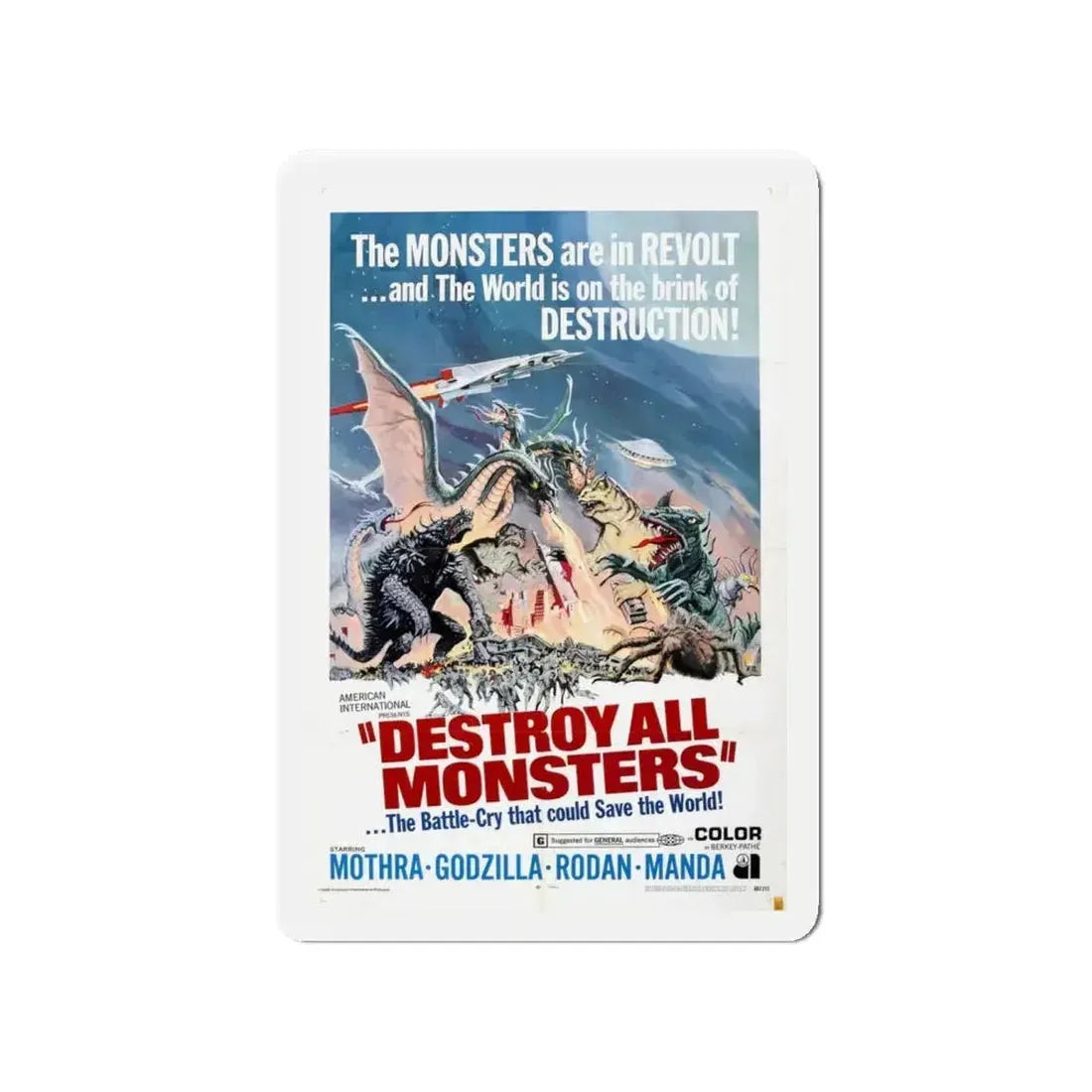 DESTROY ALL MONSTERS (GODZILLA) 1968 Movie Poster - Refrigerator Magnet - The Sticker Space