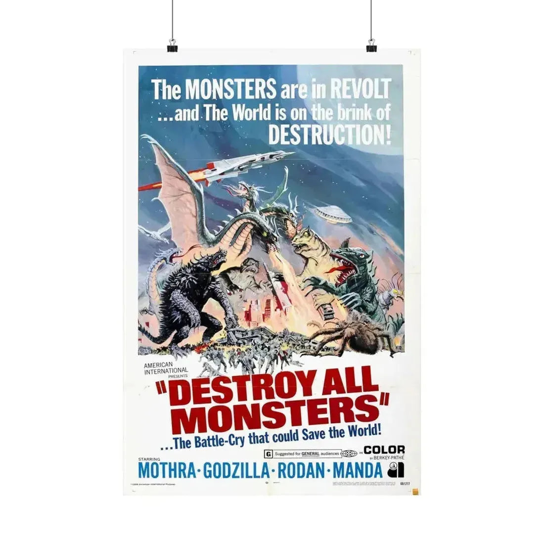 DESTROY ALL MONSTERS (GODZILLA) 1968 - Paper Movie Poster 20″ x 30″ Matte - The Sticker Space