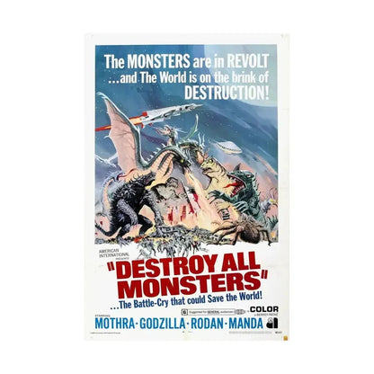 DESTROY ALL MONSTERS (GODZILLA) 1968 - Paper Movie Poster - The Sticker Space