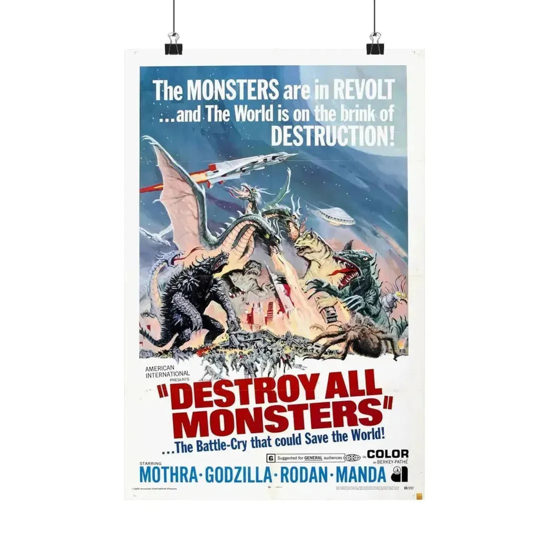 DESTROY ALL MONSTERS (GODZILLA) 1968 - Paper Movie Poster - The Sticker Space