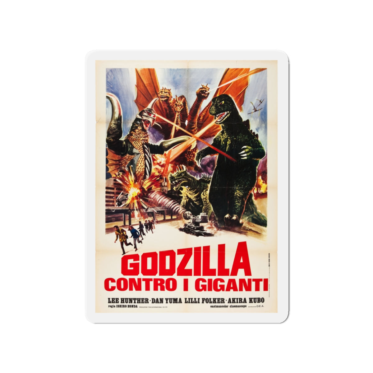 DESTROY ALL MONSTERS (GODZILLA) 3 1968 Movie Poster - Die-Cut Magnet-3" x 3"-The Sticker Space