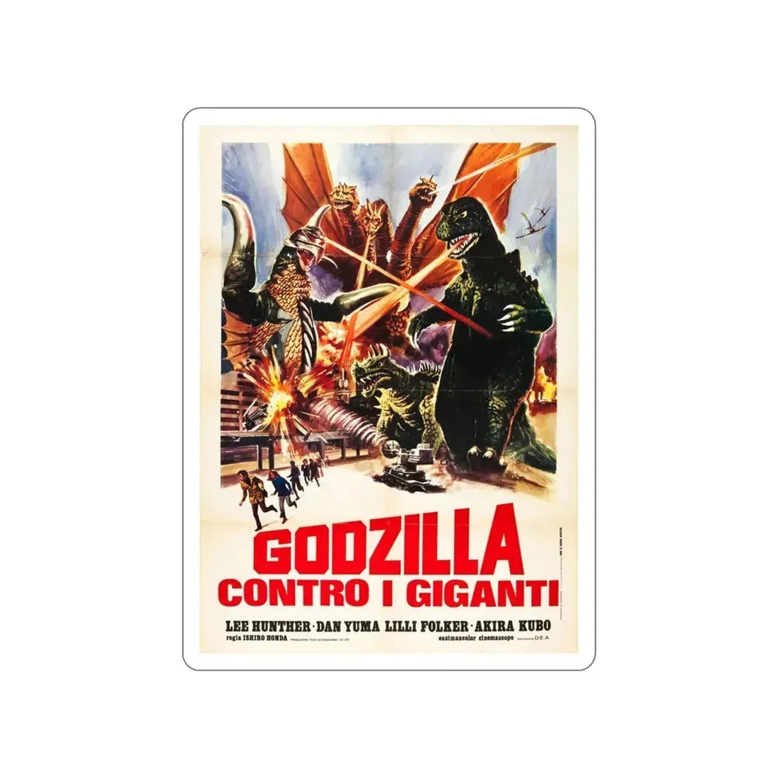 DESTROY ALL MONSTERS (GODZILLA) 3 1968 Movie Poster STICKER Vinyl Die-Cut Decal 4 Inch - The Sticker Space