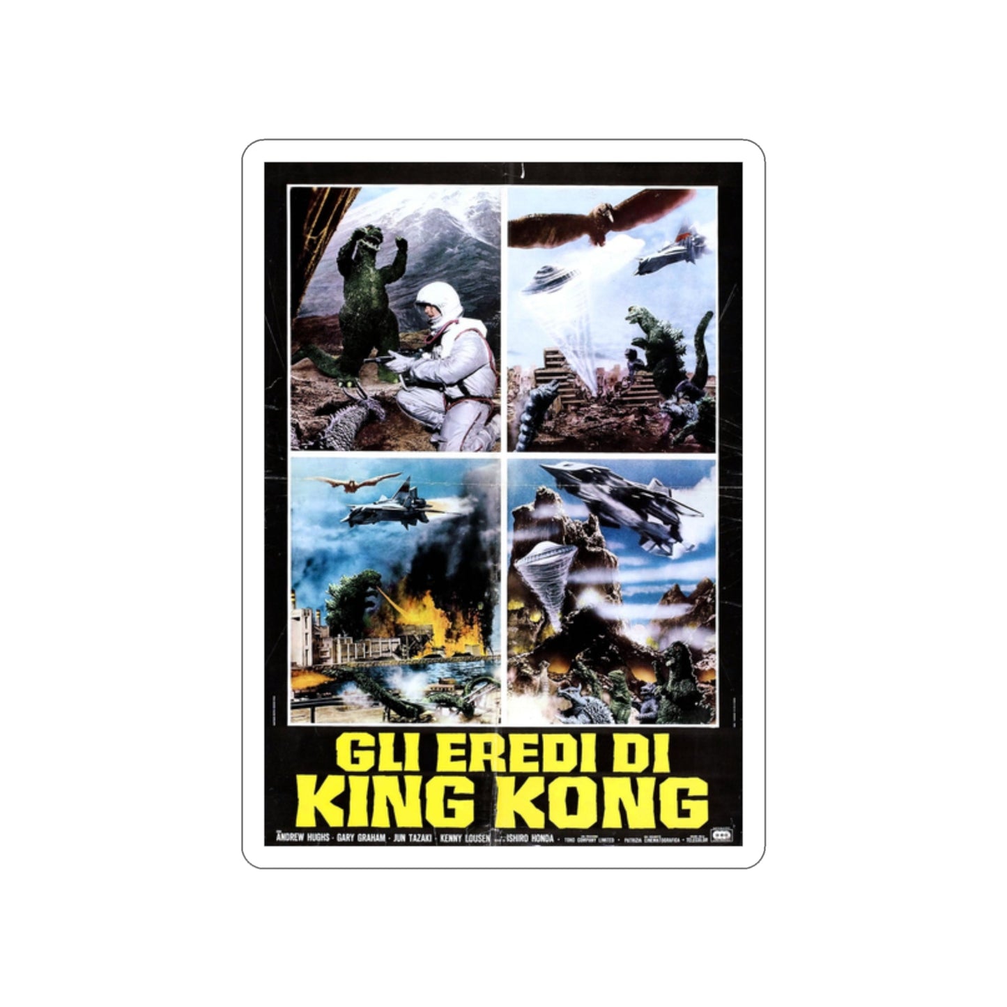 DESTROY ALL MONSTERS (GODZILLA) (ITALIAN) 1968 Movie Poster STICKER Vinyl Die-Cut Decal-2 Inch-The Sticker Space