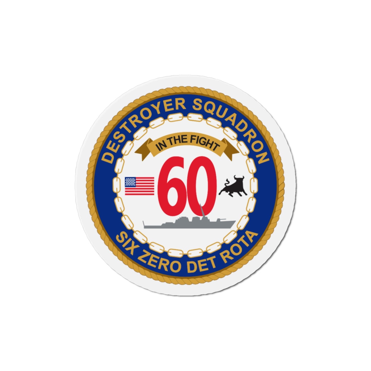 Destroyer Sq 60 Det Rota (U.S. Navy) Die-Cut Magnet-3" x 3"-The Sticker Space