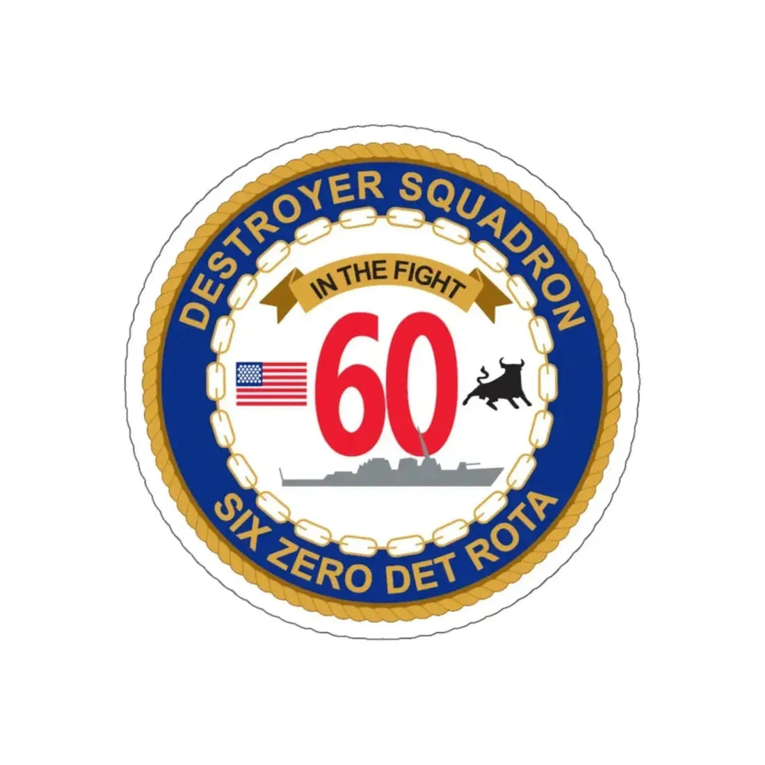 Destroyer Sq 60 Det Rota (U.S. Navy) STICKER Vinyl Kiss-Cut Decal 6 Inch White - The Sticker Space