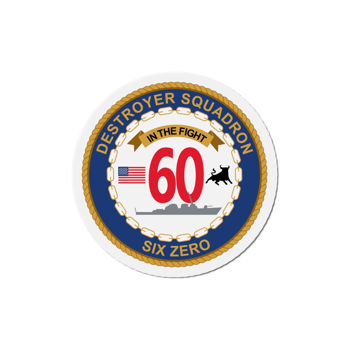 Destroyer Sq 60 (U.S. Navy) Die-Cut Magnet-6 × 6"-The Sticker Space