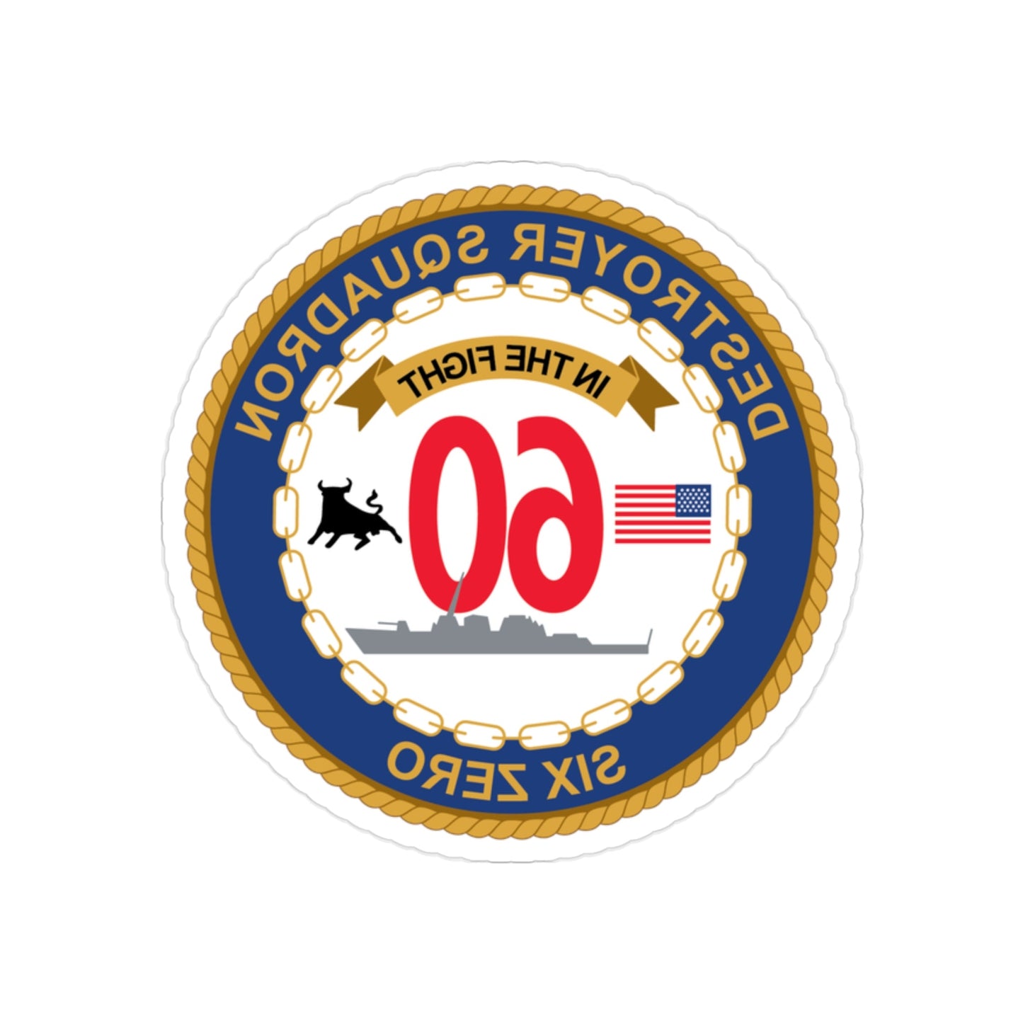 Destroyer Sq 60 (U.S. Navy) REVERSE PRINT Transparent STICKER-2" × 2"-The Sticker Space