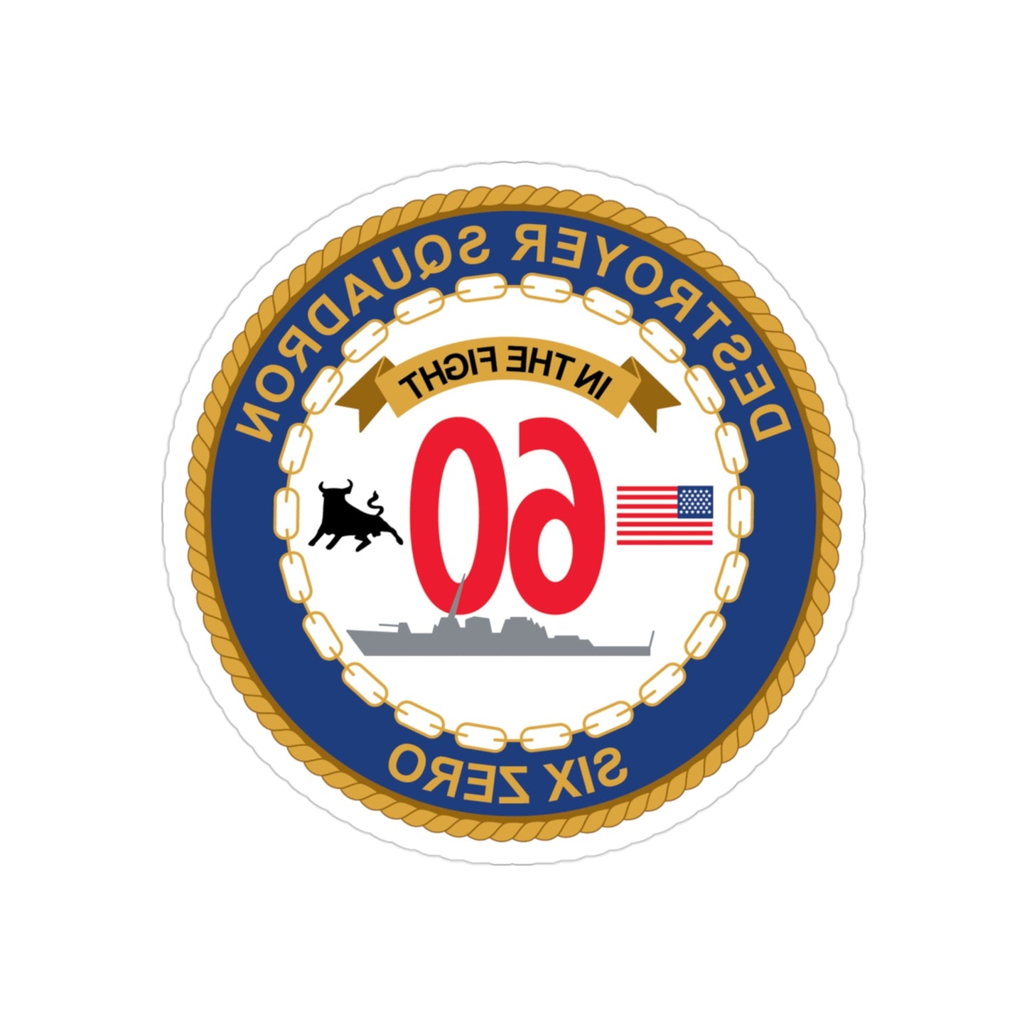 Destroyer Sq 60 (U.S. Navy) REVERSE PRINT Transparent STICKER-3" × 3"-The Sticker Space