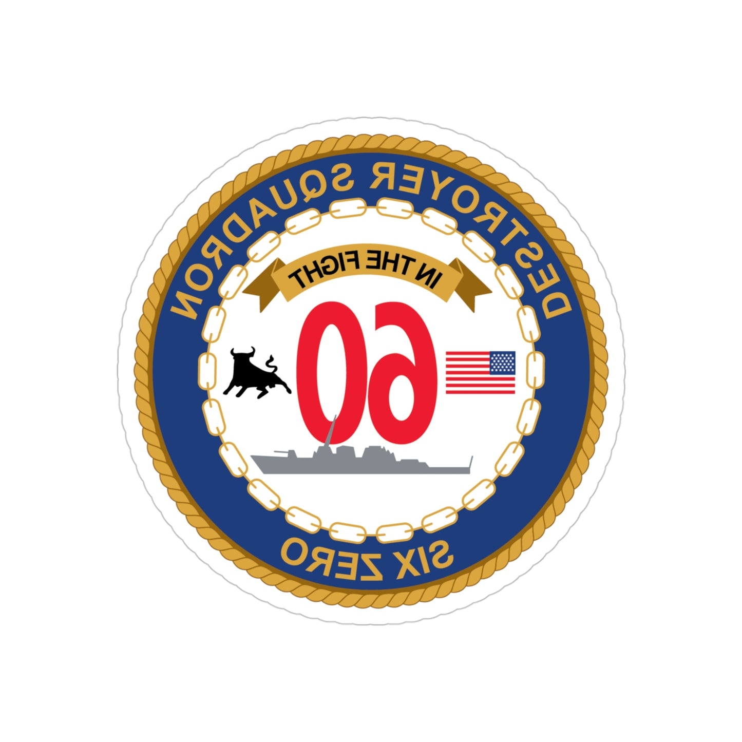 Destroyer Sq 60 (U.S. Navy) REVERSE PRINT Transparent STICKER-4" × 4"-The Sticker Space