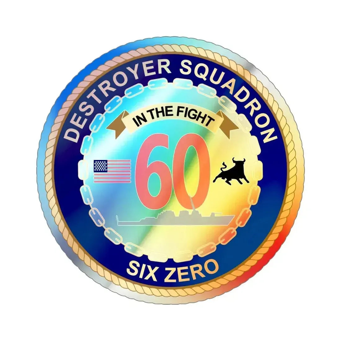 Destroyer Sq 60 (U.S. Navy) Holographic STICKER Die-Cut Vinyl Decal 6 Inch Holographic - The Sticker Space