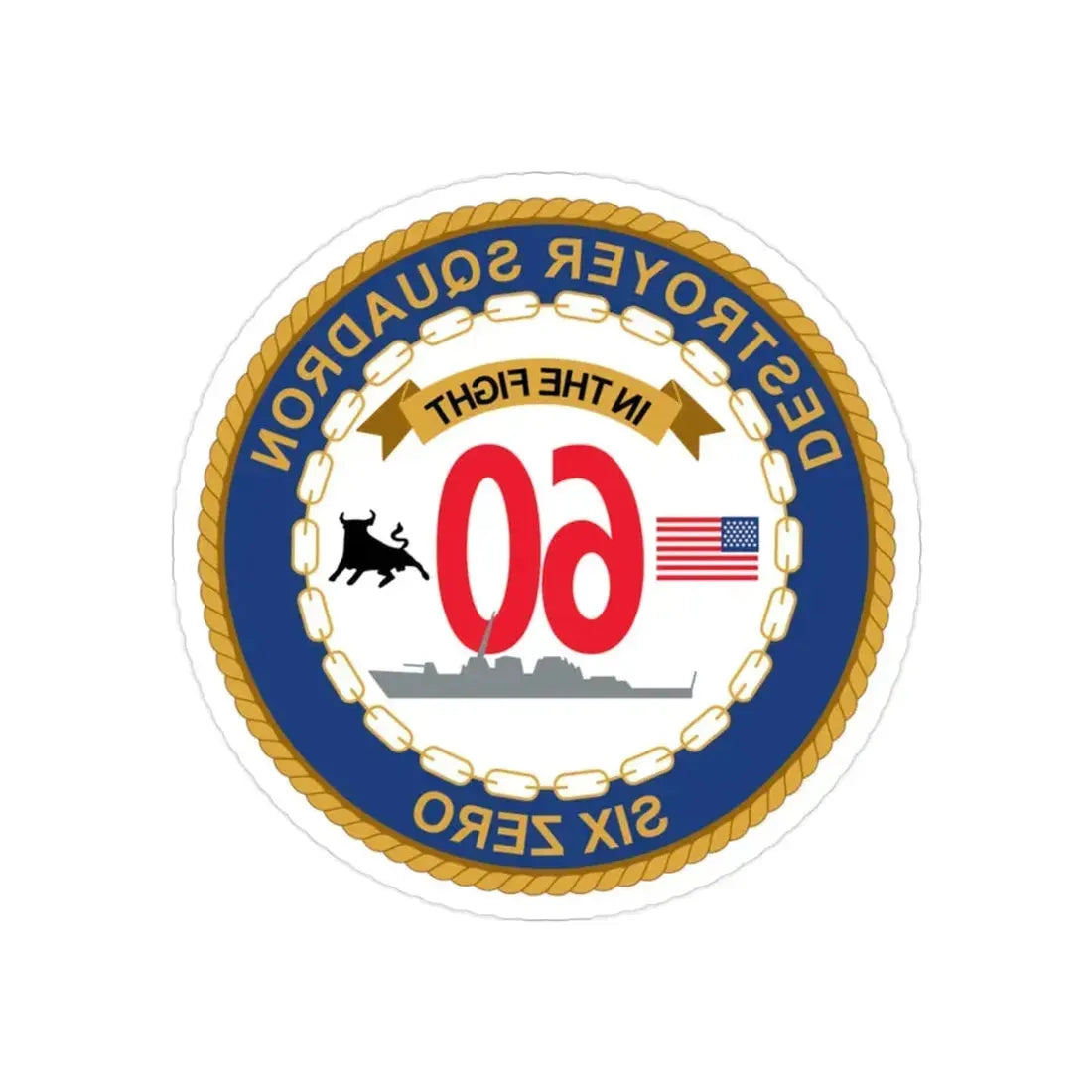 Destroyer Sq 60 (U.S. Navy) REVERSE PRINT Transparent Die-Cut STICKER 2 Inch Die-Cut Transparent - The Sticker Space