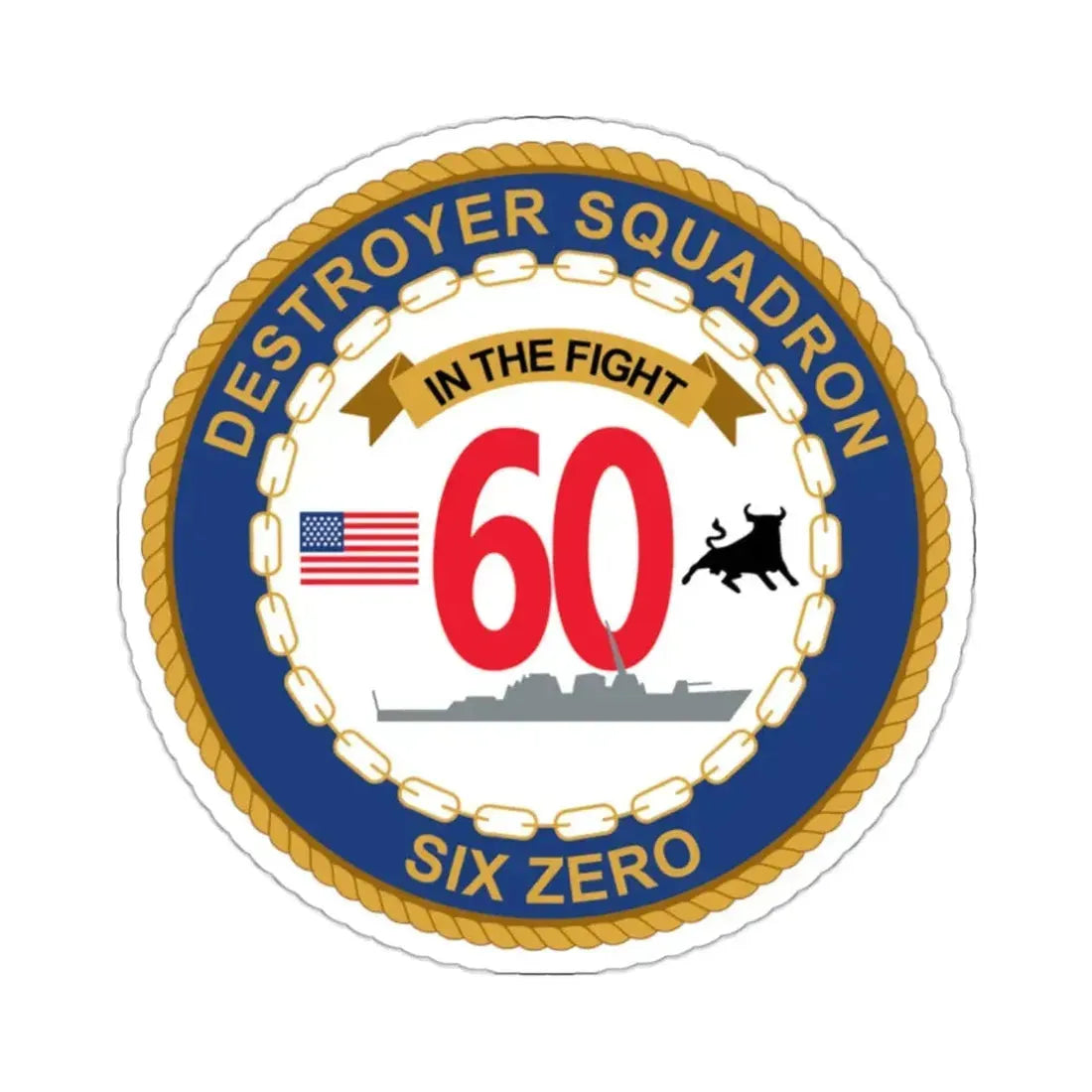 Destroyer Sq 60 (U.S. Navy) STICKER Vinyl Kiss-Cut Decal 2 Inch White - The Sticker Space
