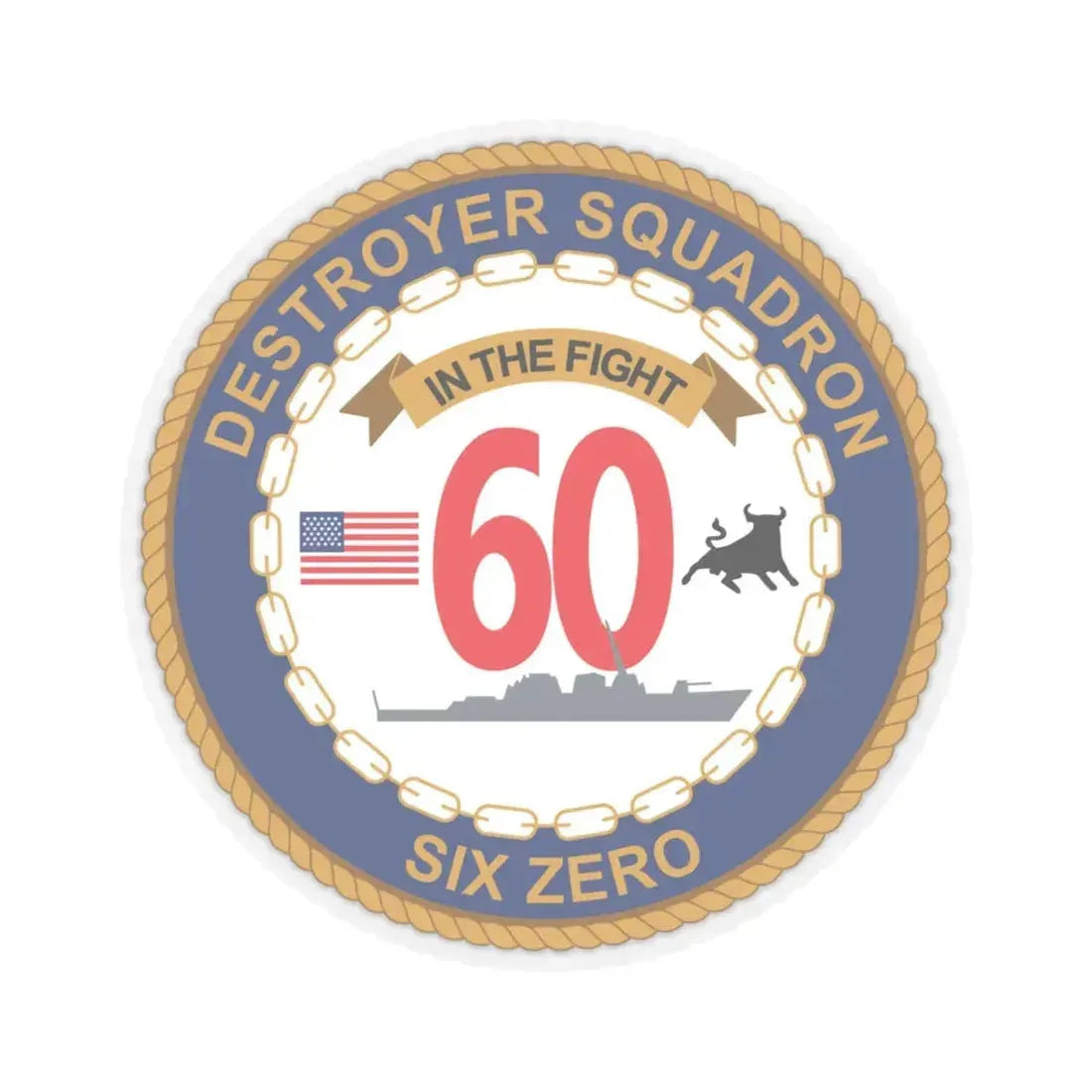 Destroyer Sq 60 (U.S. Navy) STICKER Vinyl Kiss-Cut Decal 4 Inch Transparent - The Sticker Space