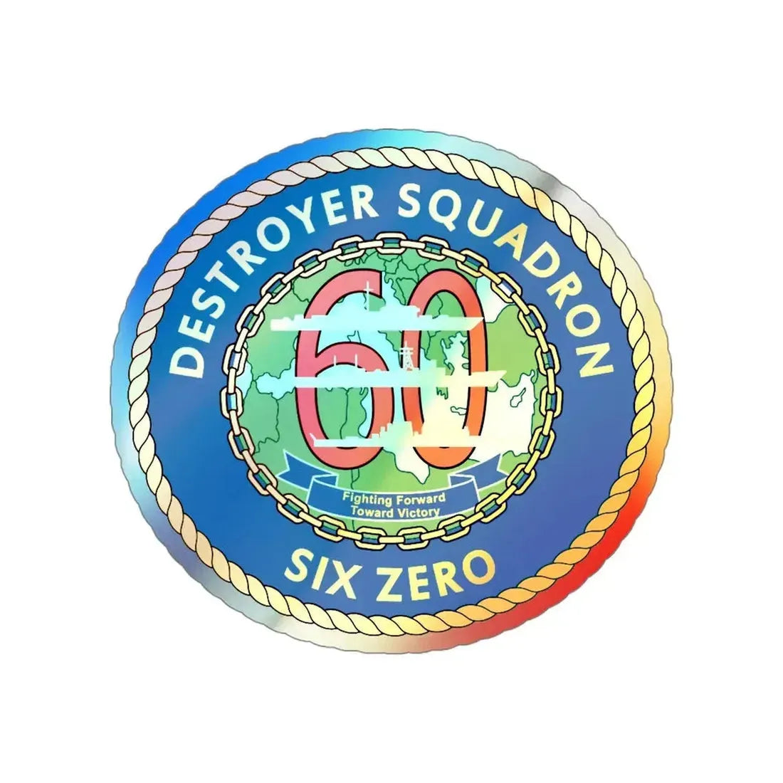 Destroyer Sq 60 v2 (U.S. Navy) Holographic STICKER Die-Cut Vinyl Decal 4 Inch Holographic - The Sticker Space