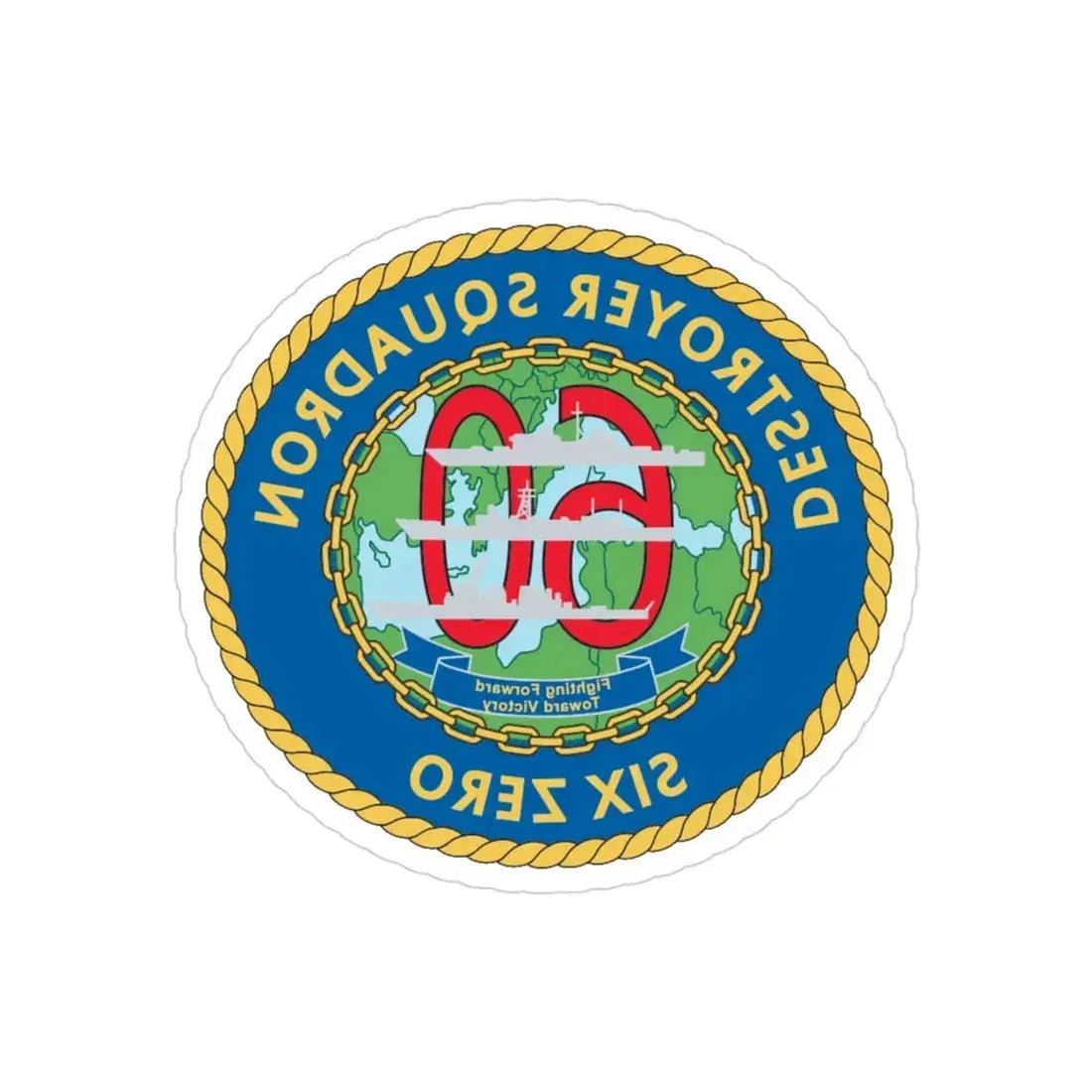 Destroyer Sq 60 v2 (U.S. Navy) REVERSE PRINT Transparent Die-Cut STICKER 3 Inch Die-Cut Transparent - The Sticker Space