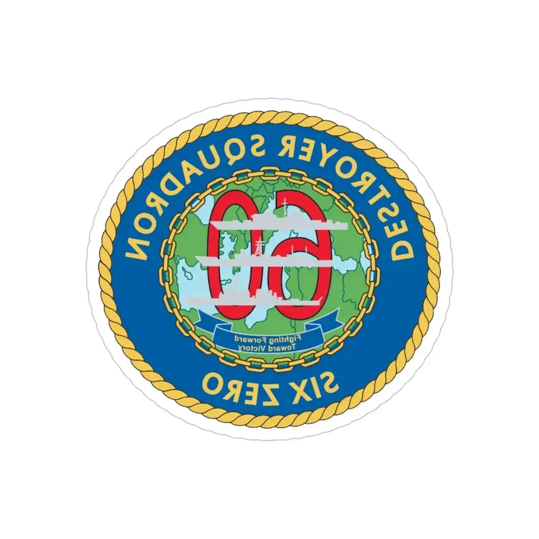 Destroyer Sq 60 v2 (U.S. Navy) REVERSE PRINT Transparent Die-Cut STICKER 4 Inch Die-Cut Transparent - The Sticker Space