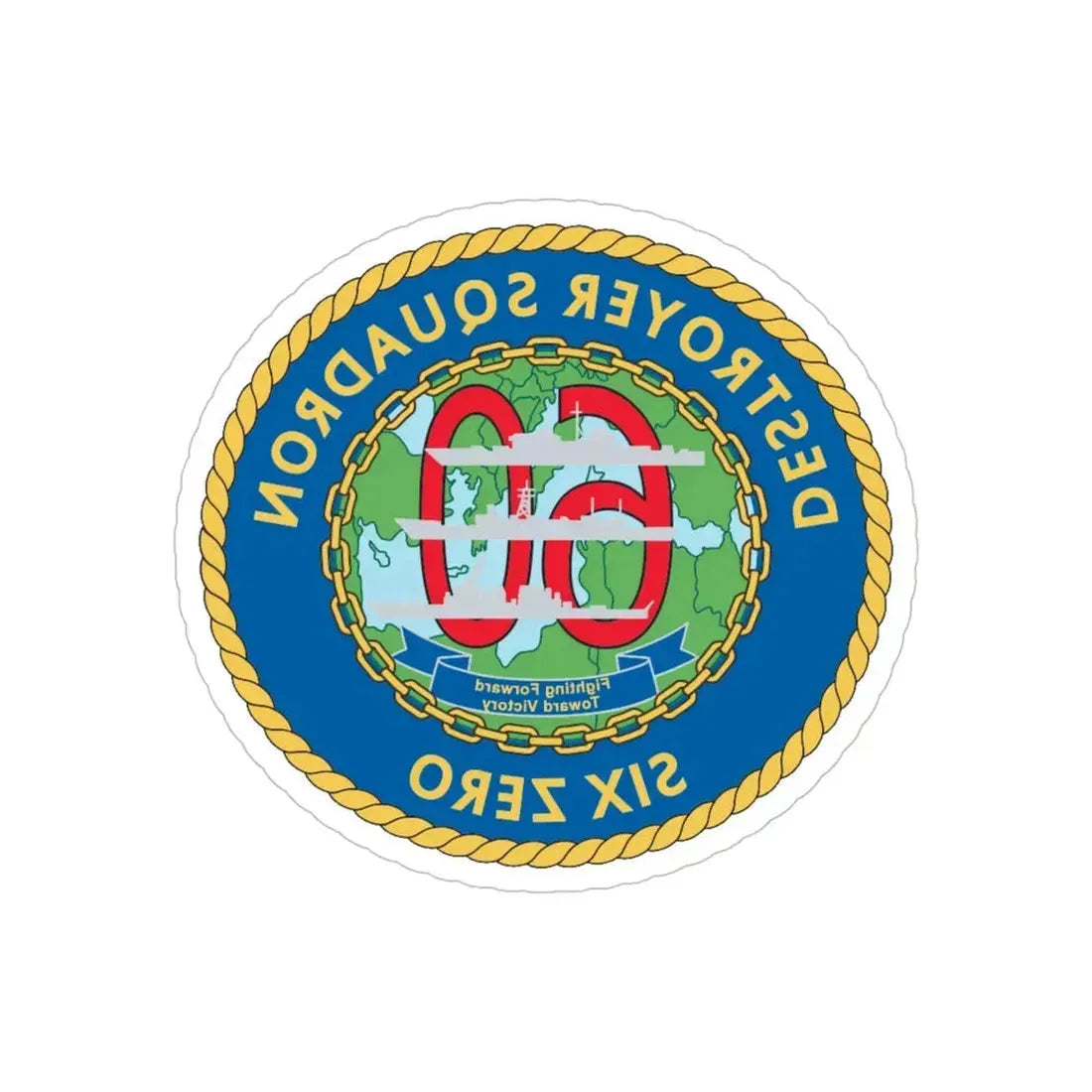 Destroyer Sq 60 v2 (U.S. Navy) REVERSE PRINT Transparent Die-Cut STICKER 5 Inch Die-Cut Transparent - The Sticker Space