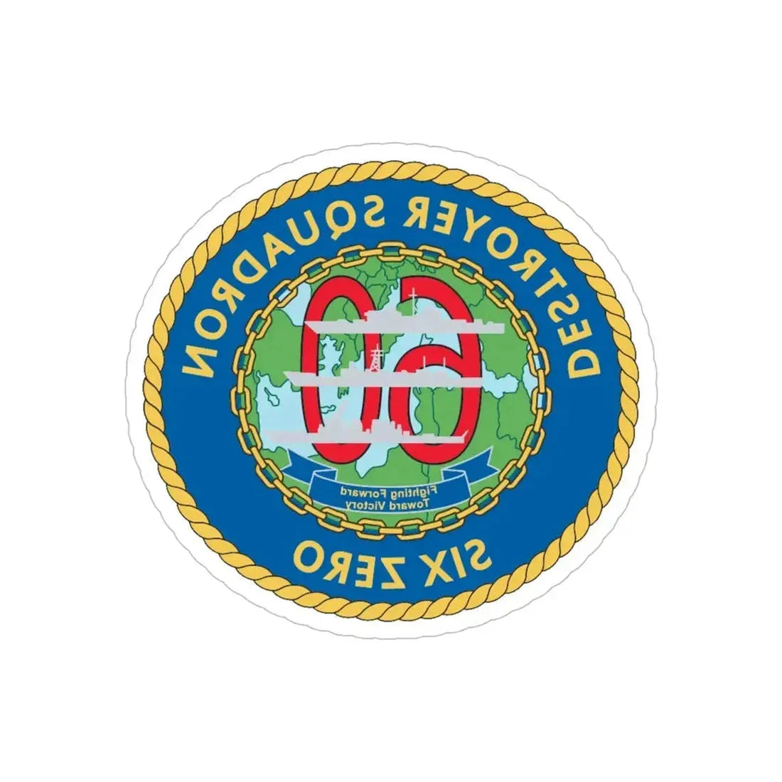 Destroyer Sq 60 v2 (U.S. Navy) REVERSE PRINT Transparent Die-Cut STICKER - The Sticker Space
