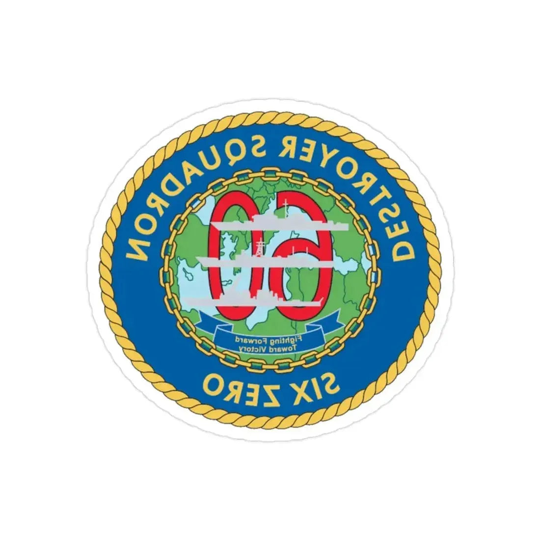 Destroyer Sq 60 v2 (U.S. Navy) REVERSE PRINT Transparent Die-Cut STICKER - The Sticker Space