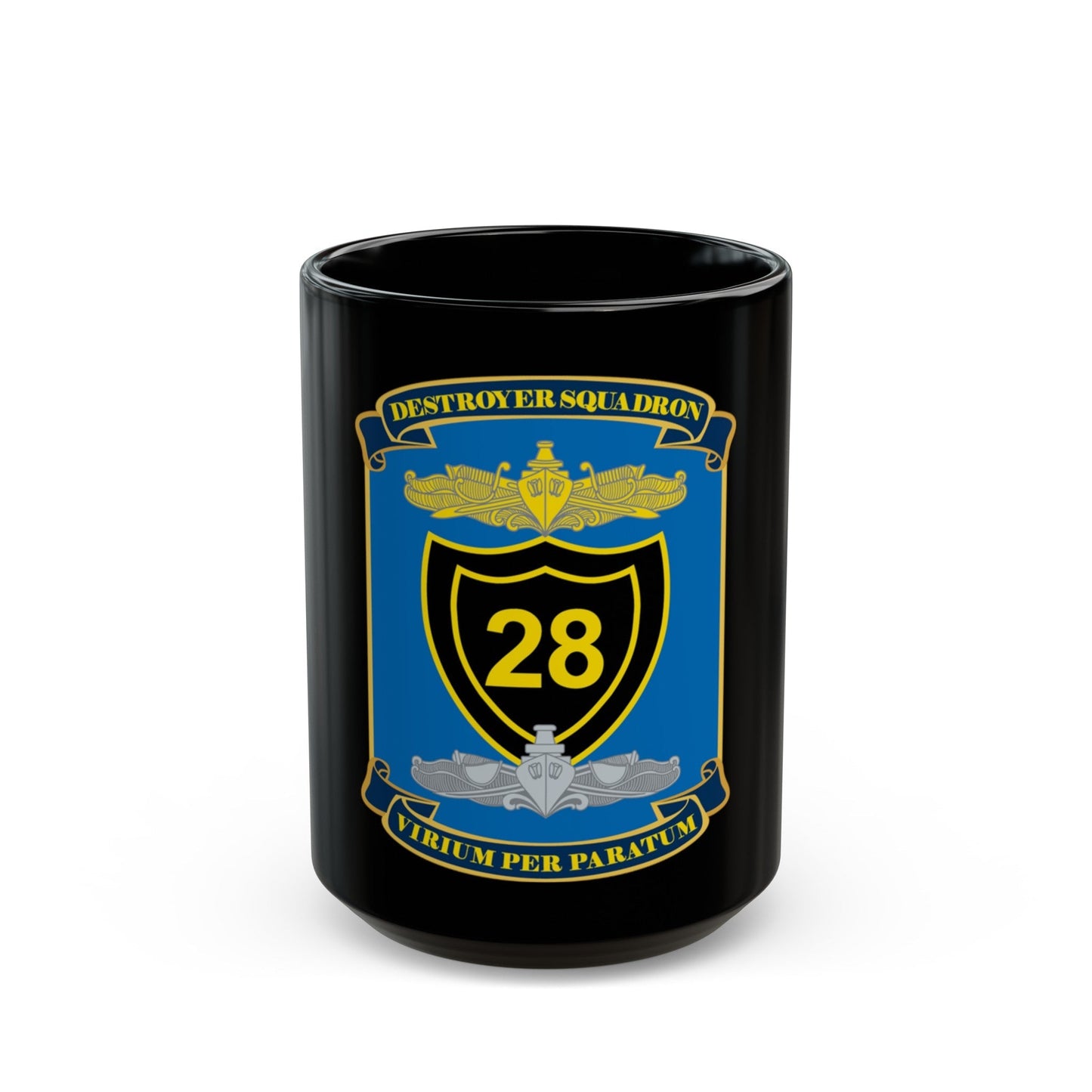 Destroyer Squadron COMDESRON 28 (U.S. Navy) Black Coffee Mug-15oz-The Sticker Space