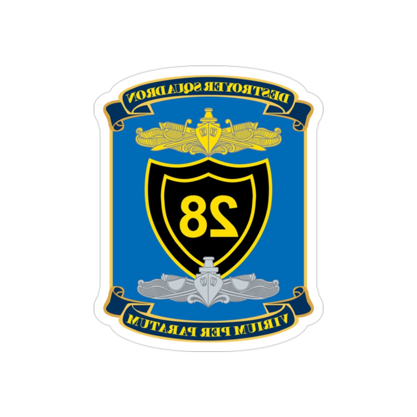 Destroyer Squadron COMDESRON 28 (U.S. Navy) REVERSE PRINT Transparent STICKER-2 Inch-The Sticker Space