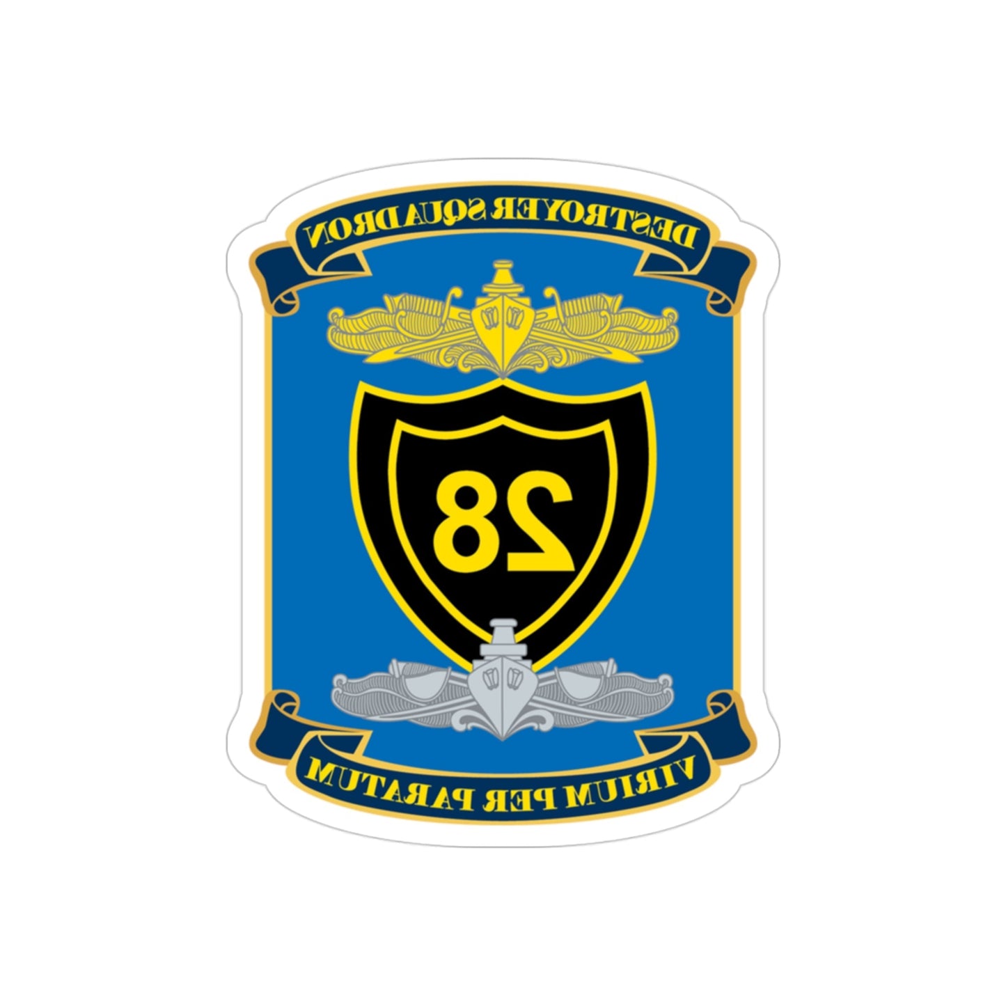 Destroyer Squadron COMDESRON 28 (U.S. Navy) REVERSE PRINT Transparent STICKER-3 Inch-The Sticker Space