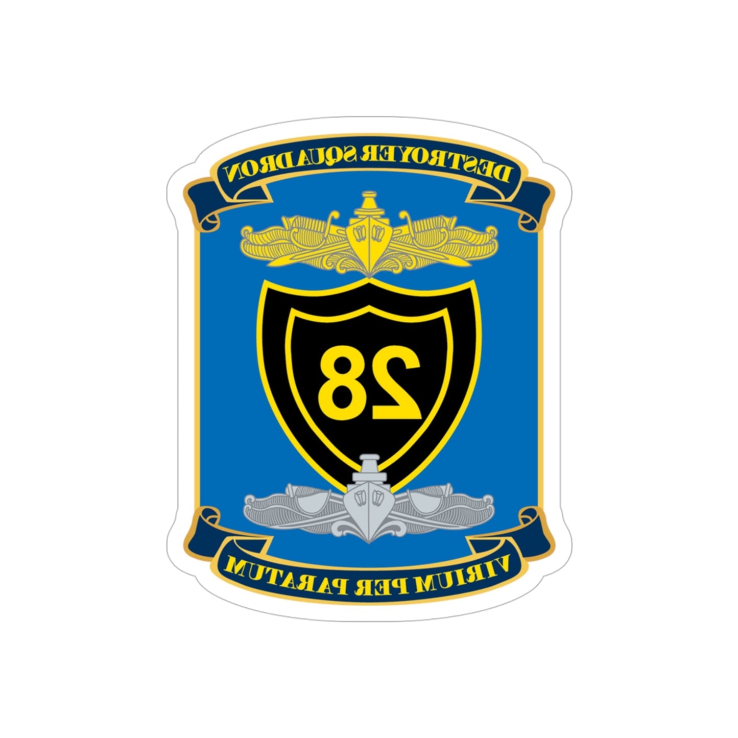 Destroyer Squadron COMDESRON 28 (U.S. Navy) REVERSE PRINT Transparent STICKER-4 Inch-The Sticker Space