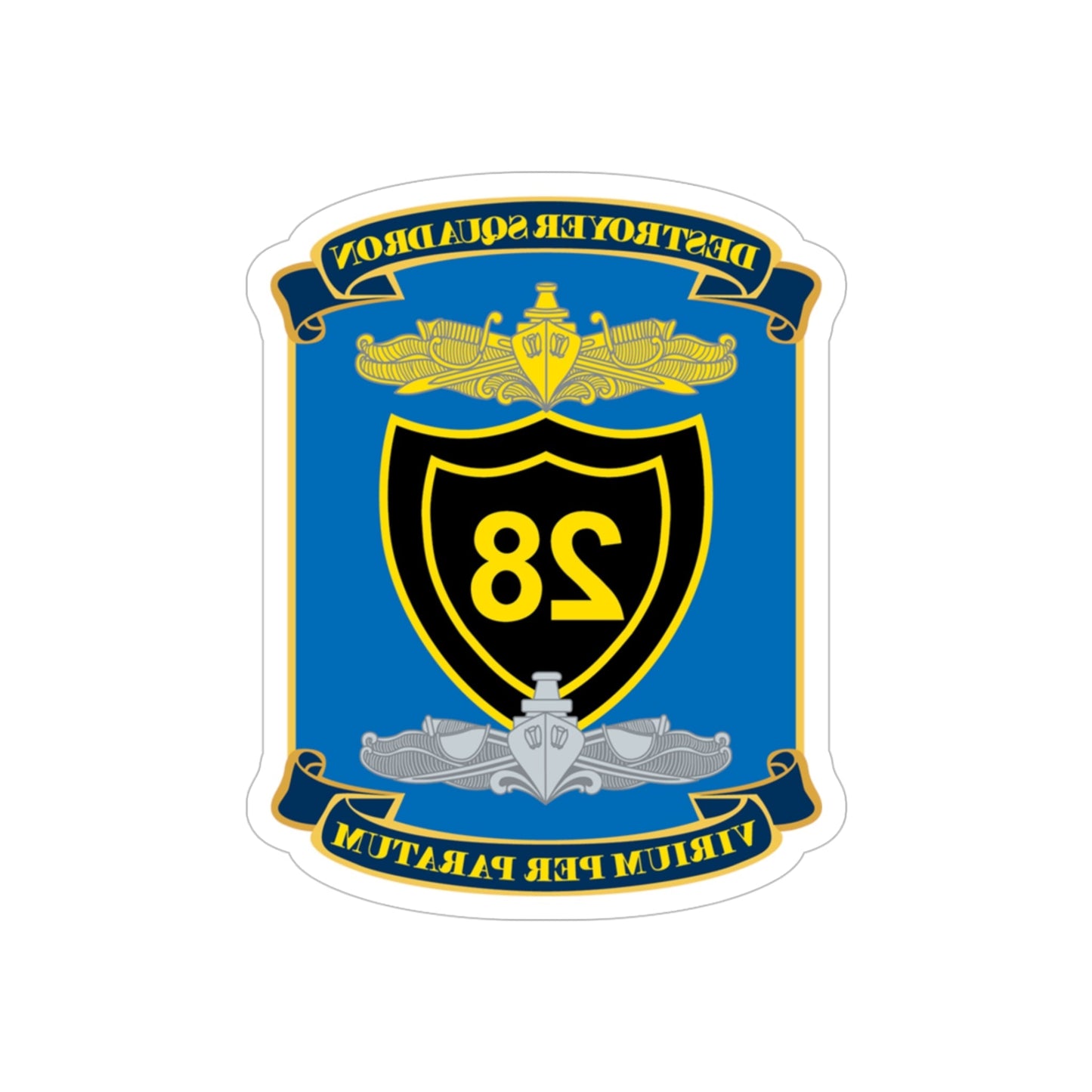 Destroyer Squadron COMDESRON 28 (U.S. Navy) REVERSE PRINT Transparent STICKER-5 Inch-The Sticker Space