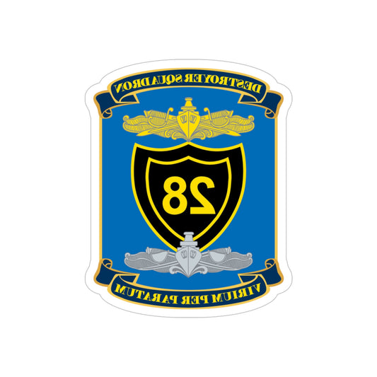 Destroyer Squadron COMDESRON 28 (U.S. Navy) REVERSE PRINT Transparent STICKER-6" × 6"-The Sticker Space