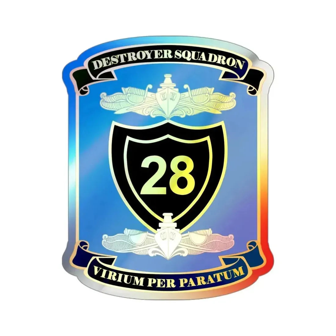 Destroyer Squadron COMDESRON 28 (U.S. Navy) Holographic STICKER Die-Cut Vinyl Decal 3 Inch Holographic - The Sticker Space