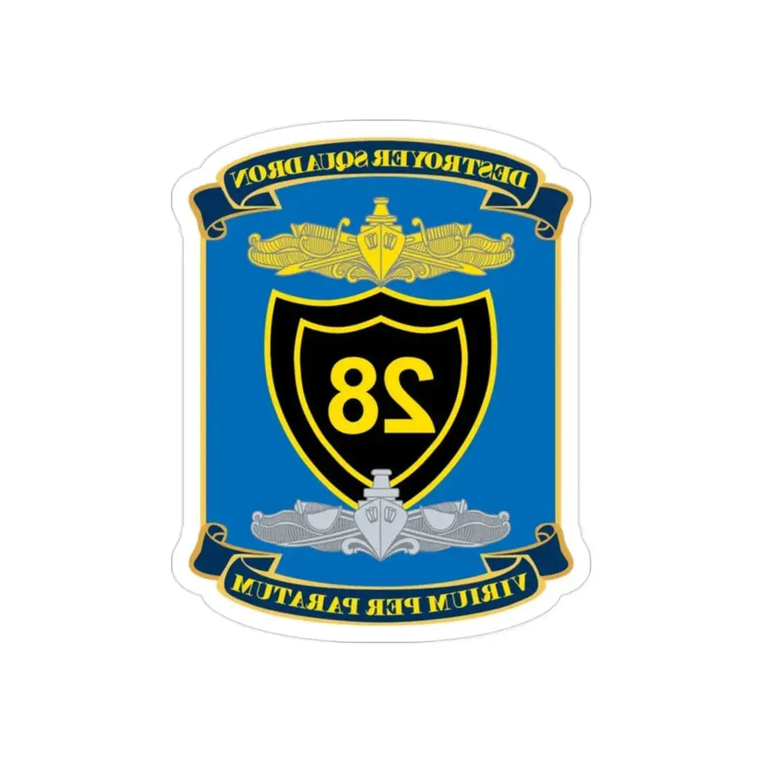 Destroyer Squadron COMDESRON 28 (U.S. Navy) REVERSE PRINT Transparent Die-Cut STICKER 2 Inch Die-Cut Transparent - The Sticker Space