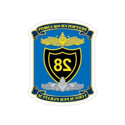 Destroyer Squadron COMDESRON 28 (U.S. Navy) REVERSE PRINT Transparent Die-Cut STICKER 4 Inch Die-Cut Transparent - The Sticker Space