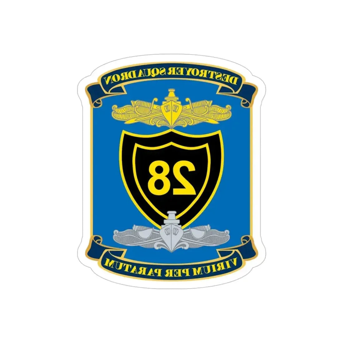 Destroyer Squadron COMDESRON 28 (U.S. Navy) REVERSE PRINT Transparent Die-Cut STICKER 6 Inch Die-Cut Transparent - The Sticker Space