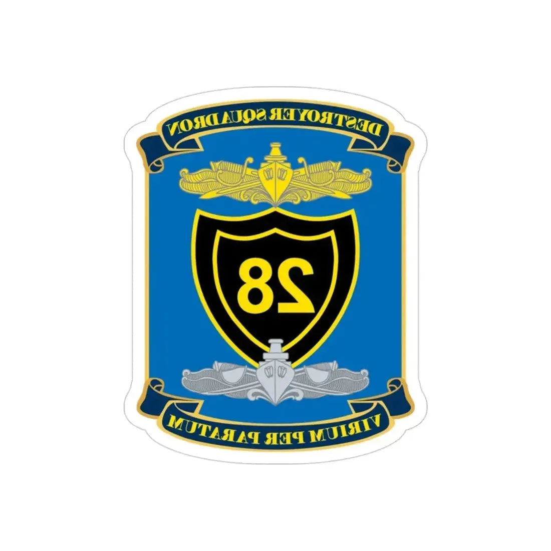 Destroyer Squadron COMDESRON 28 (U.S. Navy) REVERSE PRINT Transparent Die-Cut STICKER - The Sticker Space