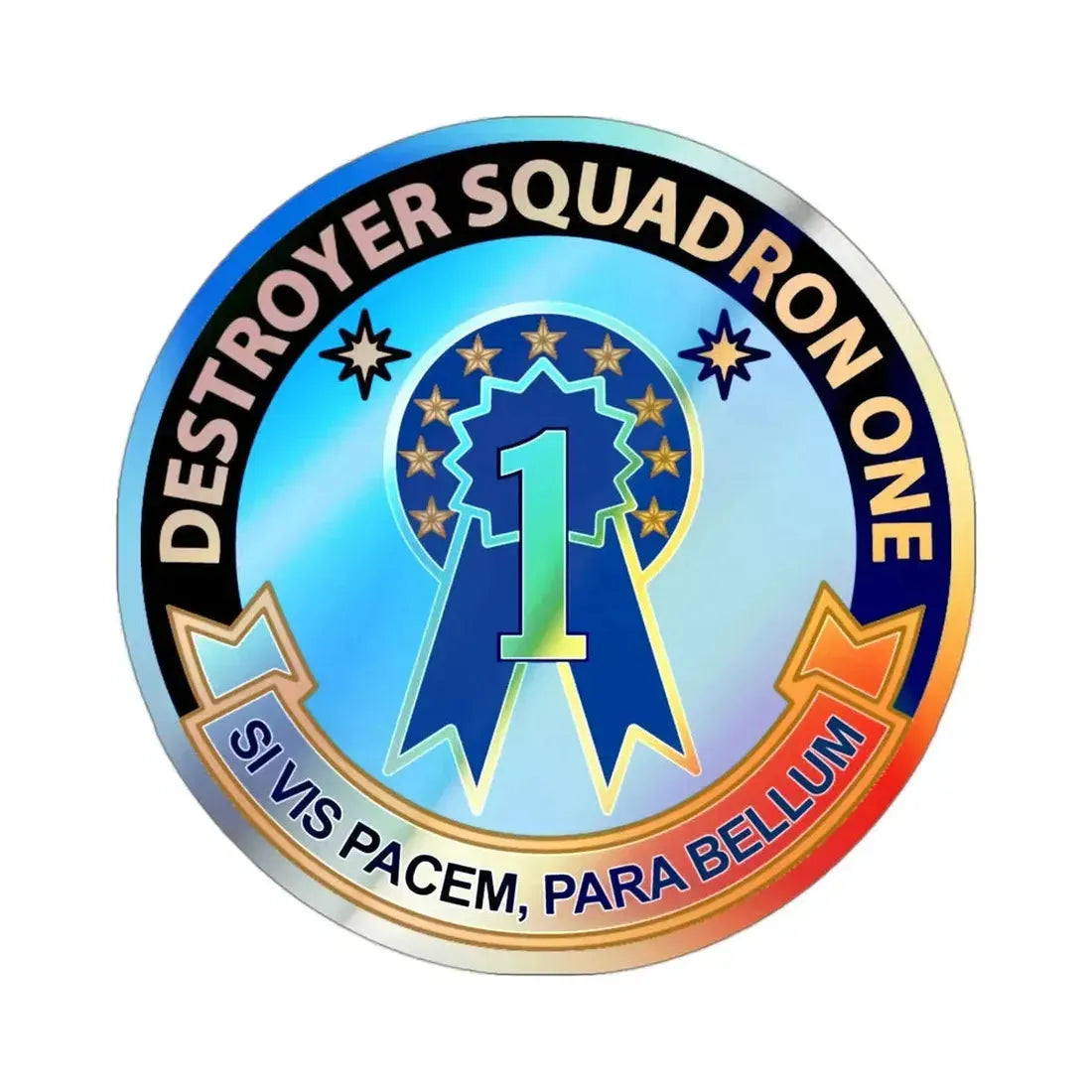 Destroyer Squadron One (U.S. Navy) Holographic STICKER Die-Cut Vinyl Decal 3 Inch Holographic - The Sticker Space