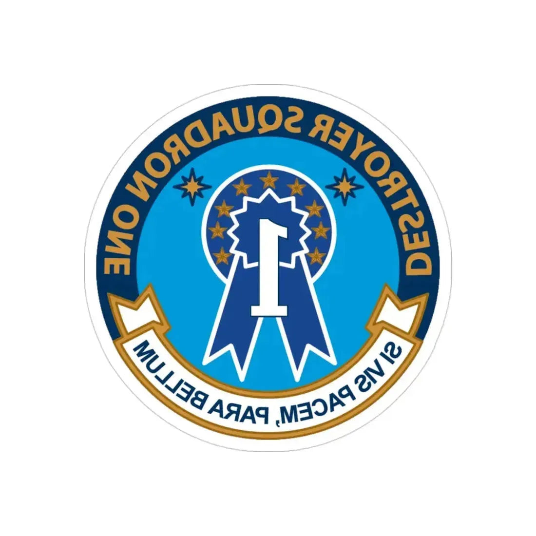 Destroyer Squadron One (U.S. Navy) REVERSE PRINT Transparent Die-Cut STICKER 3 Inch Die-Cut Transparent - The Sticker Space