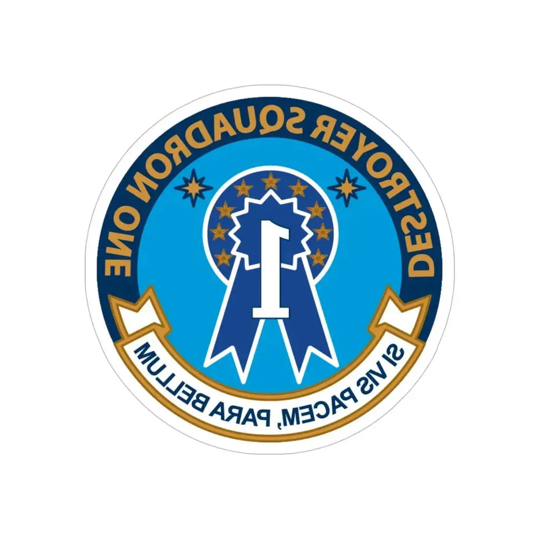 Destroyer Squadron One (U.S. Navy) REVERSE PRINT Transparent Die-Cut STICKER 5 Inch Die-Cut Transparent - The Sticker Space