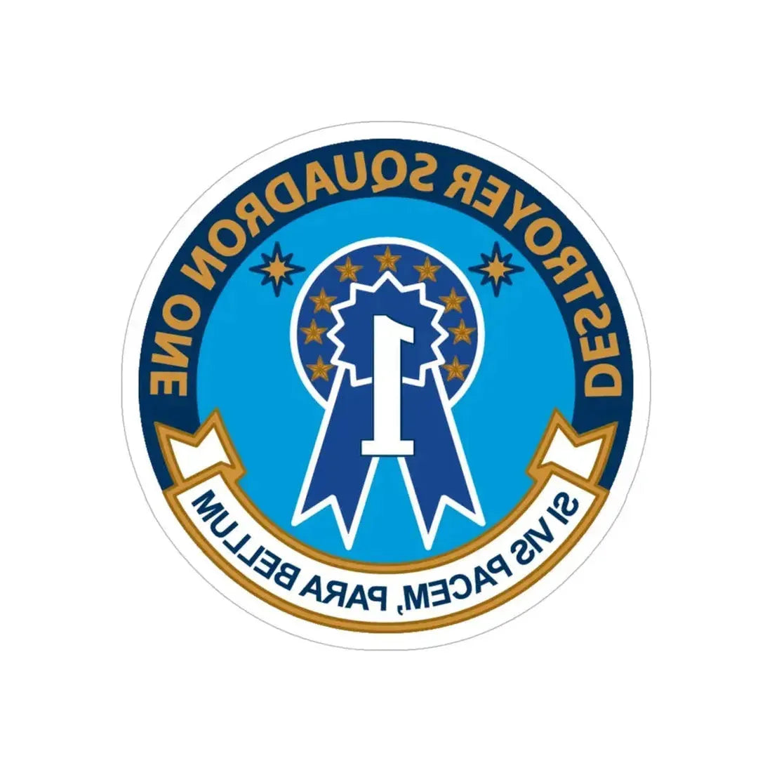 Destroyer Squadron One (U.S. Navy) REVERSE PRINT Transparent Die-Cut STICKER 6 Inch Die-Cut Transparent - The Sticker Space