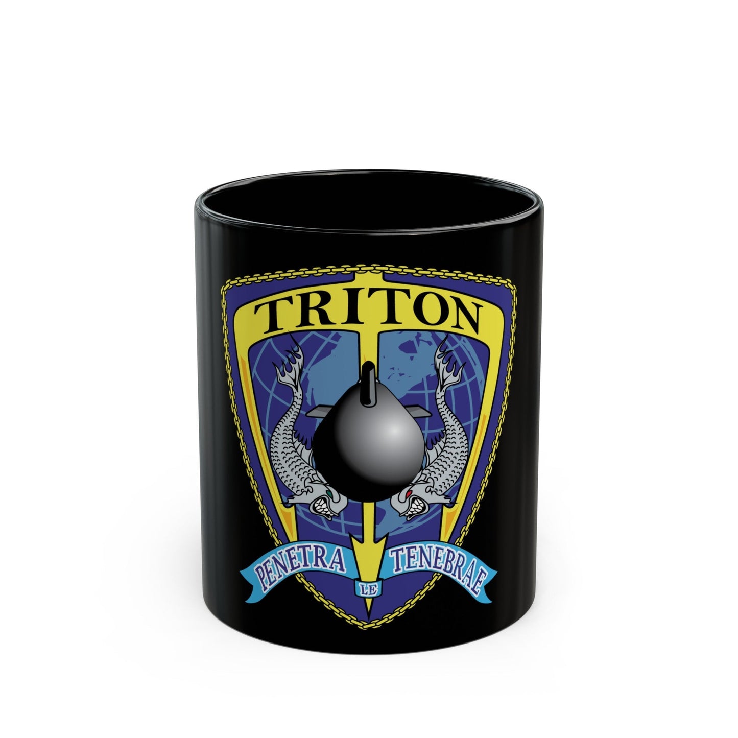 Det Triton (U.S. Navy) Black Coffee Mug-11oz-The Sticker Space