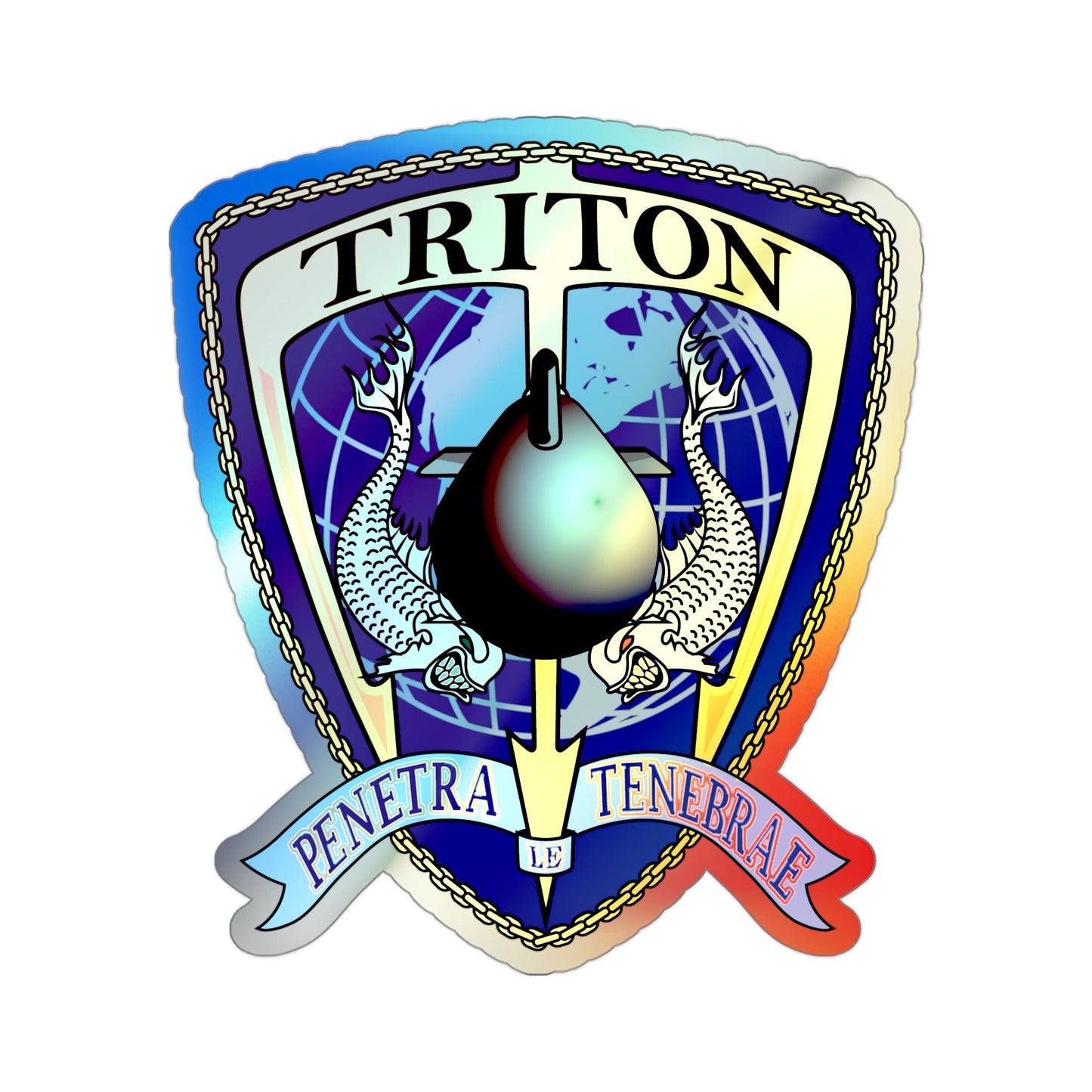 Det Triton (U.S. Navy) Holographic STICKER Die-Cut Vinyl Decal-3 Inch-The Sticker Space