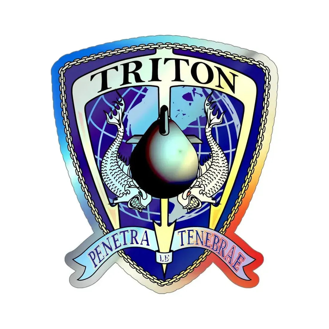 Det Triton (U.S. Navy) Holographic STICKER Die-Cut Vinyl Decal 5 Inch Holographic - The Sticker Space