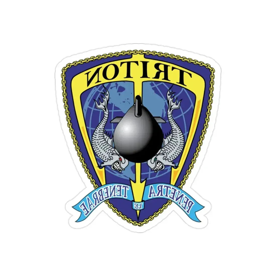 Det Triton (U.S. Navy) REVERSE PRINT Transparent Die-Cut STICKER 2 Inch Die-Cut Transparent - The Sticker Space