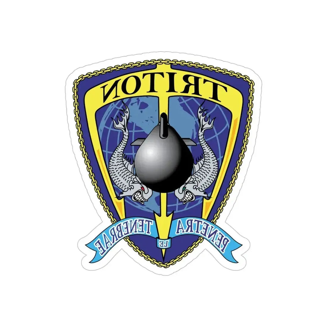 Det Triton (U.S. Navy) REVERSE PRINT Transparent Die-Cut STICKER 5 Inch Die-Cut Transparent - The Sticker Space