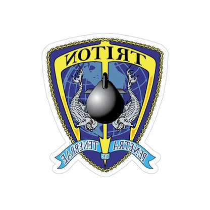Det Triton (U.S. Navy) REVERSE PRINT Transparent Die-Cut STICKER 5 Inch Die-Cut Transparent - The Sticker Space
