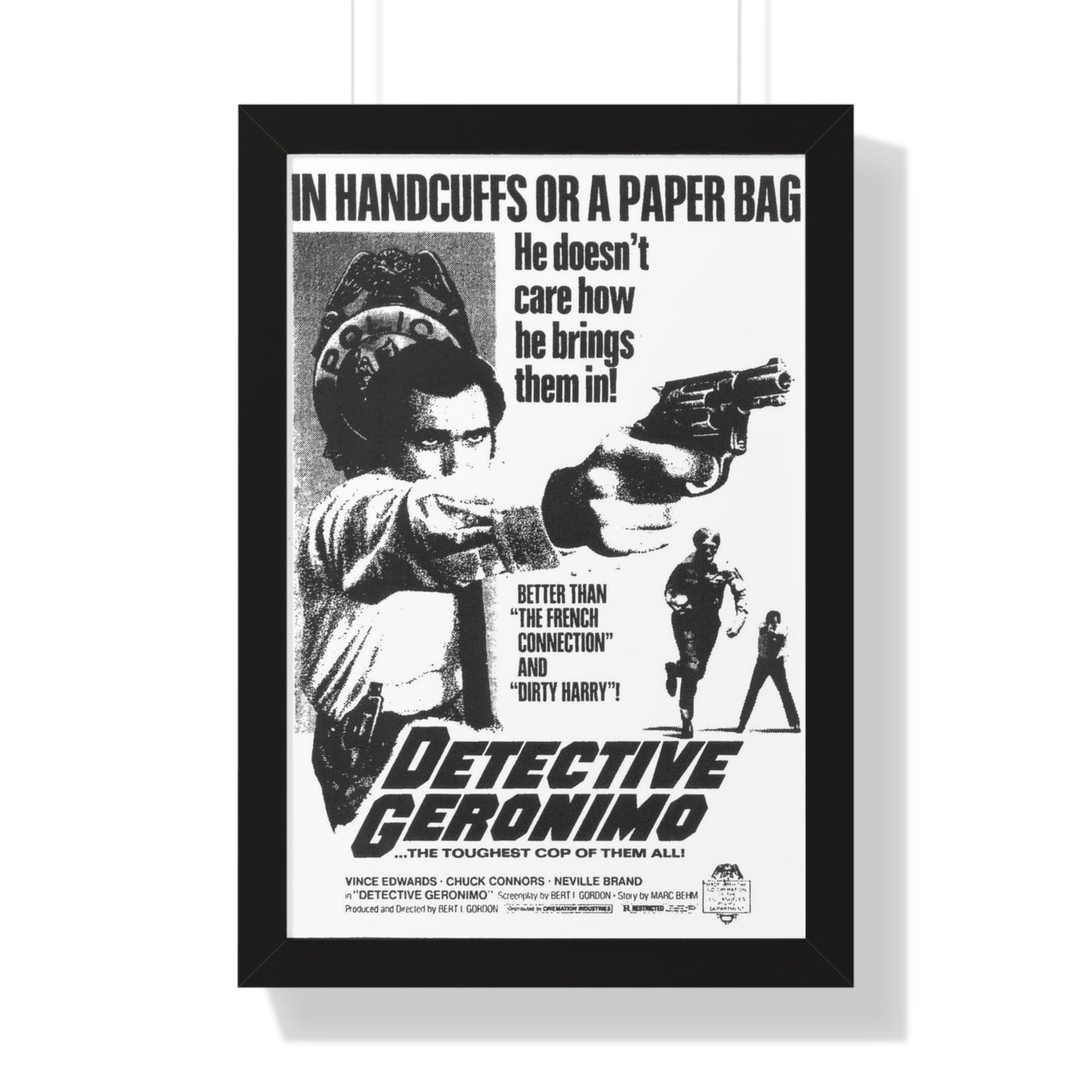 DETECTIVE GERONIMO (THE MAD BOMBER) 1973 - Framed Movie Poster-16″ x 24″-The Sticker Space