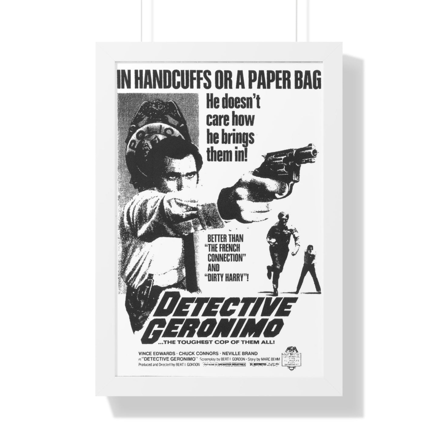 DETECTIVE GERONIMO (THE MAD BOMBER) 1973 - Framed Movie Poster-16″ x 24″-The Sticker Space